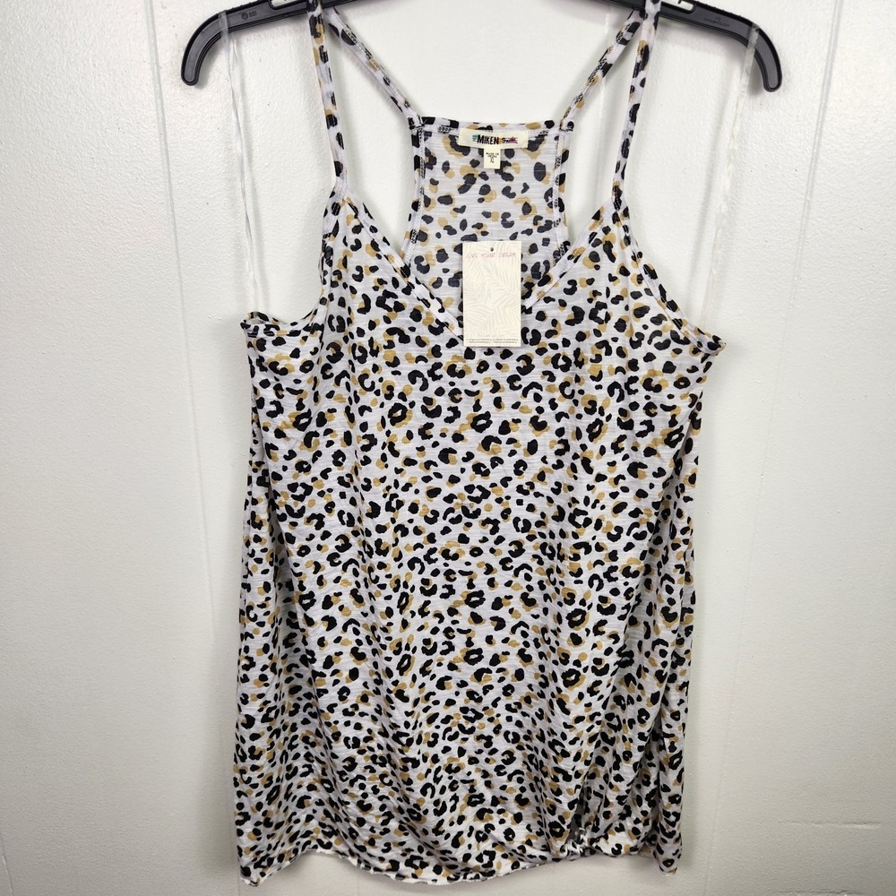 Miken Swim Cover Up Dress XL Leopard Print Stretch‎ Racerback Lightweight NWT